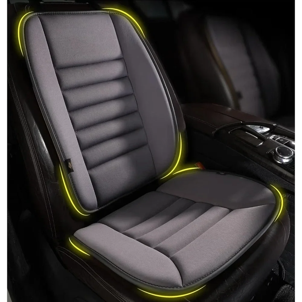 Kingphenix Memory Foam Car Seat Cushion & Lumbar Back Support Pillow Gray